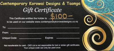 $100 Gift Certificate-Contemporary Korowai Designs
