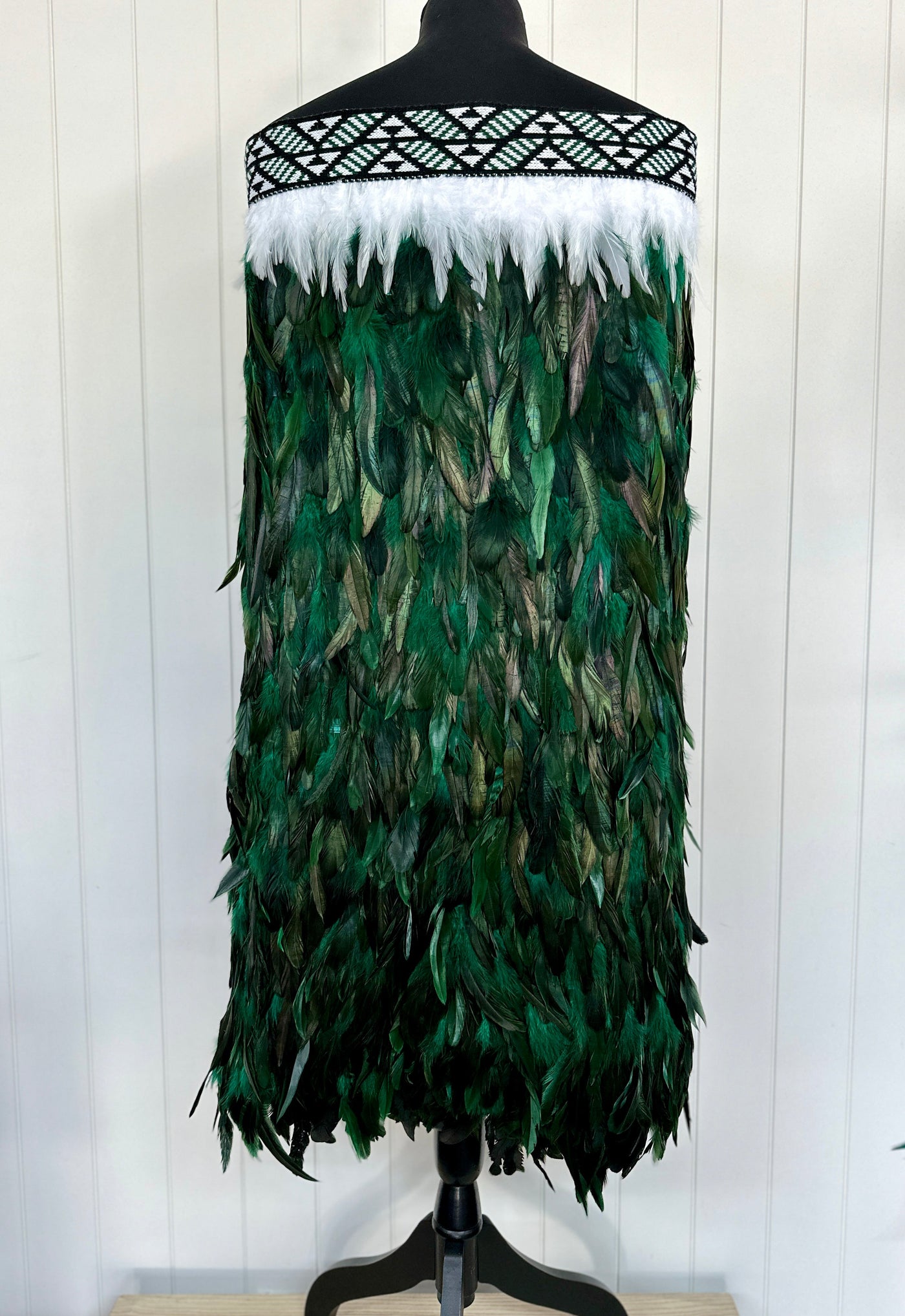 Adult Full Length Large Pre Made Korowai - Akeelah Forest Green Aramoana-Contemporary Korowai Designs