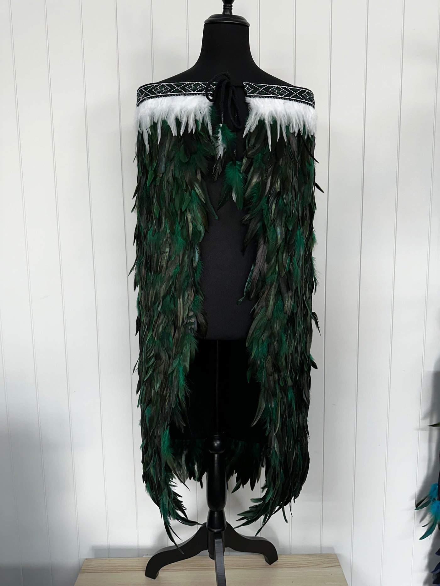 Adult Full Length Medium Pre Made Korowai - Akeelah Forest Green Moroki-Contemporary Korowai Designs