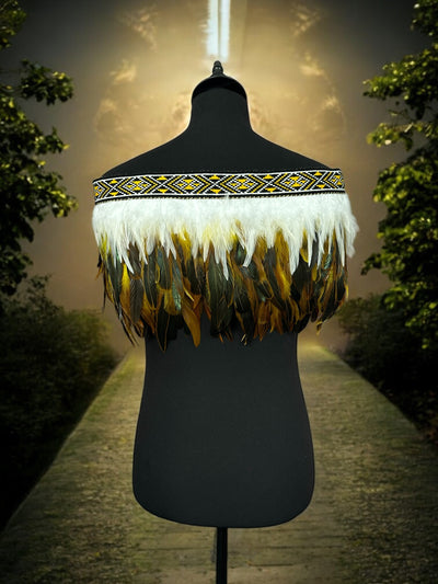 Adults Large Quarter Pre Made Korowai - Akeelah Yellow Moroki-Contemporary Korowai Designs