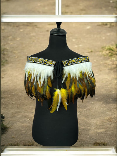 Adults Large Quarter Pre Made Korowai - Akeelah Yellow Moroki-Contemporary Korowai Designs