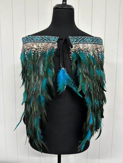 Adult Medium Half Pre Made Korowai - Emele Turquoise Moroki-Contemporary Korowai Designs