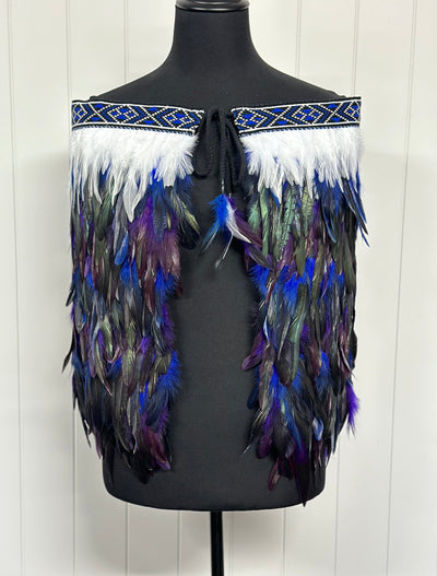 Adult Medium Half Pre Made Korowai - Hunter Blue & Purple-Contemporary Korowai Designs