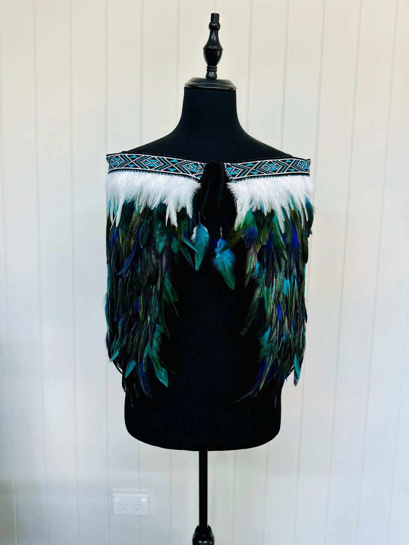 Adult Medium Half Pre Made Korowai - Hunter Turquoise & Blue-Contemporary Korowai Designs