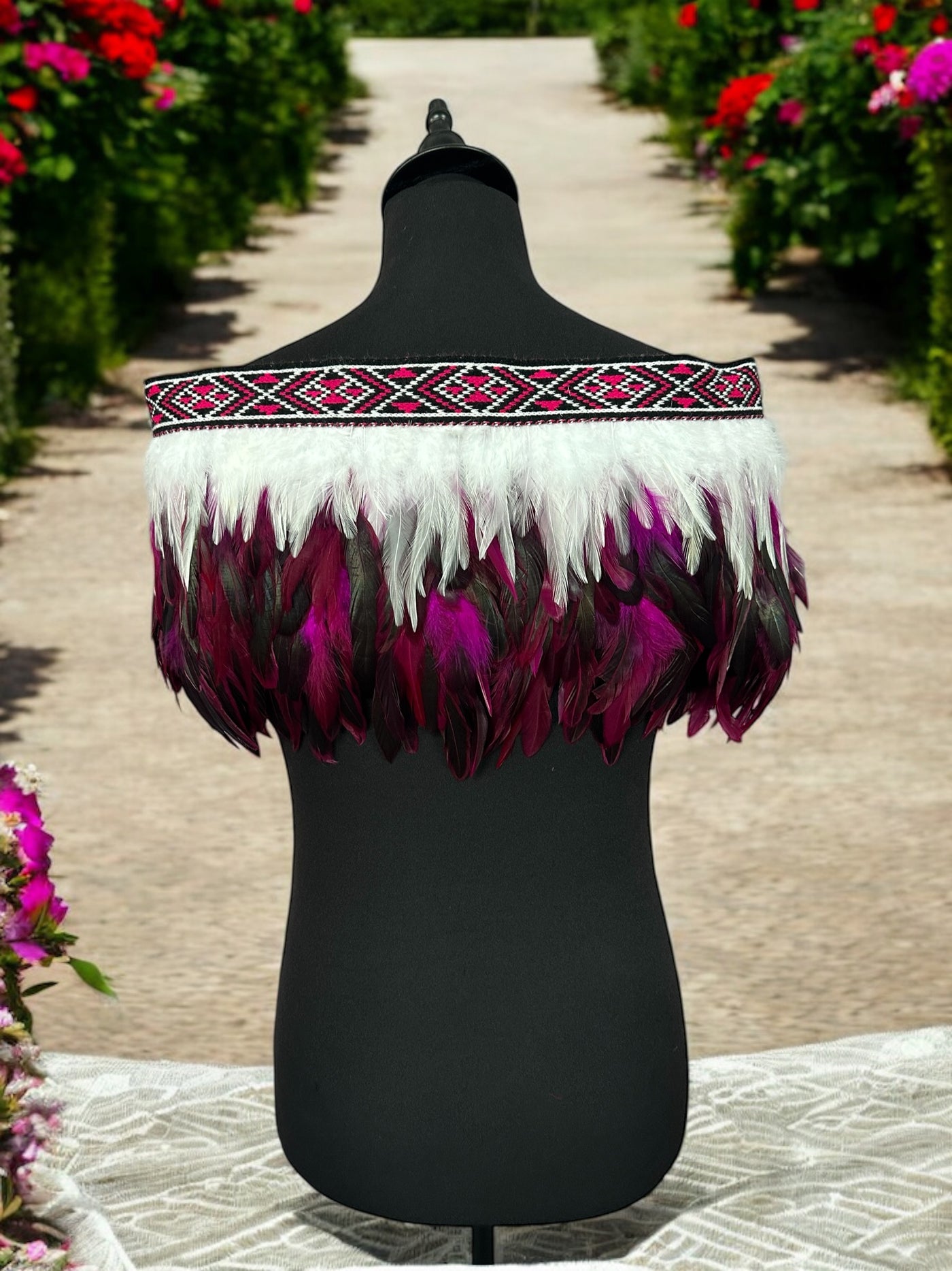 Adult Medium Quarter Pre Made Korowai - Akeelah Pink Moroki-Contemporary Korowai Designs