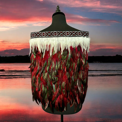 Adult XL Half Pre Made Korowai - Akeelah Burgundy Moroki-Contemporary Korowai Designs