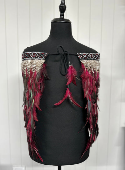 Adult XL Half Pre Made Korowai - Emele Burgundy Moroki-Contemporary Korowai Designs