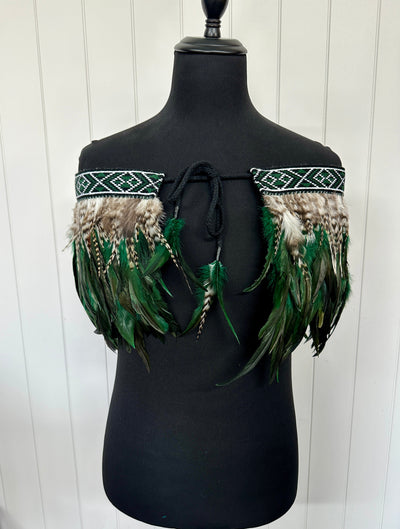 Adult XXL Quarter Pre Made Korowai - Emele Forest Green Moroki-Contemporary Korowai Designs