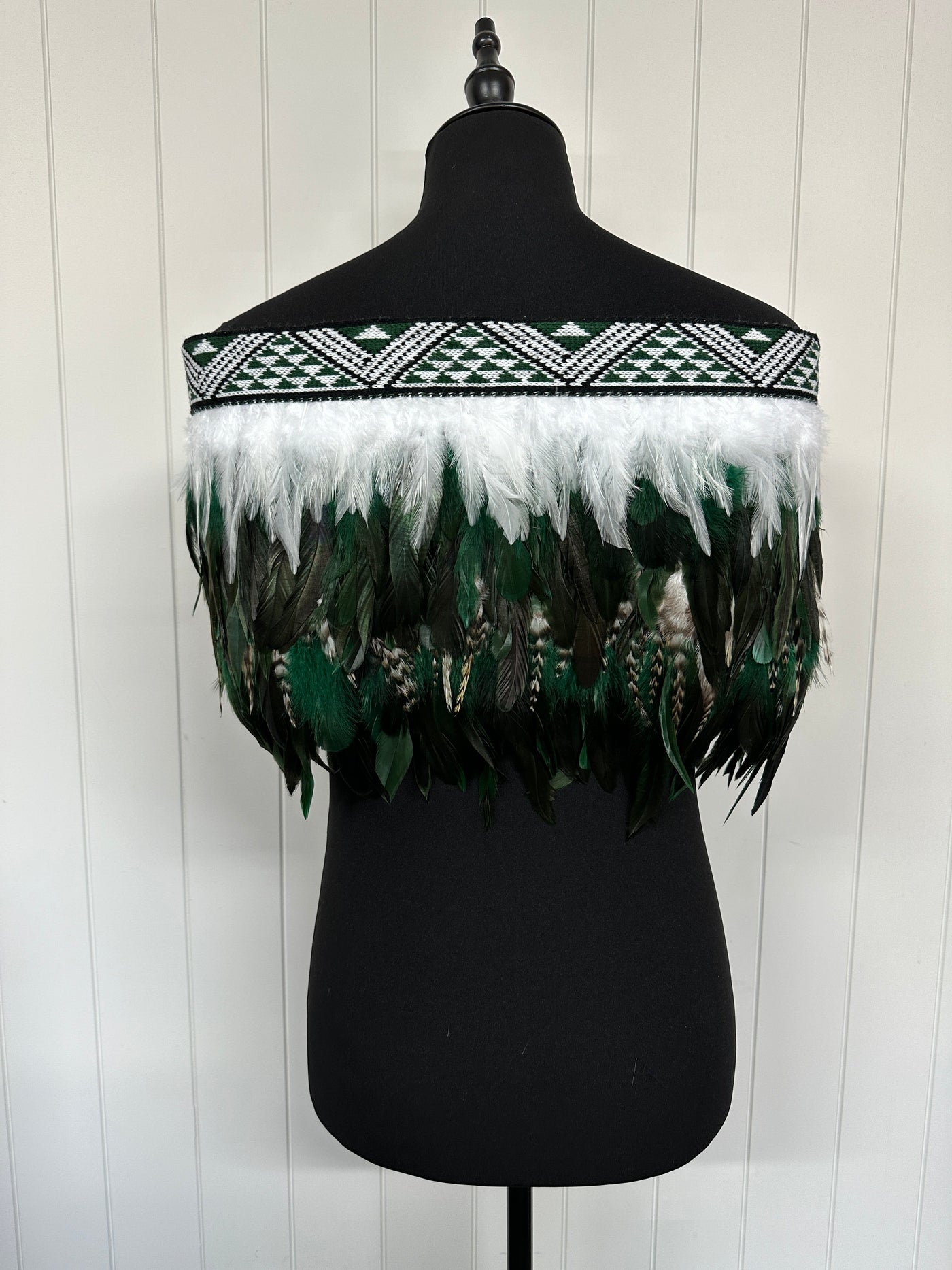 Adult XXL Quarter Pre Made Korowai - Taika Forest Green Whanake-Contemporary Korowai Designs