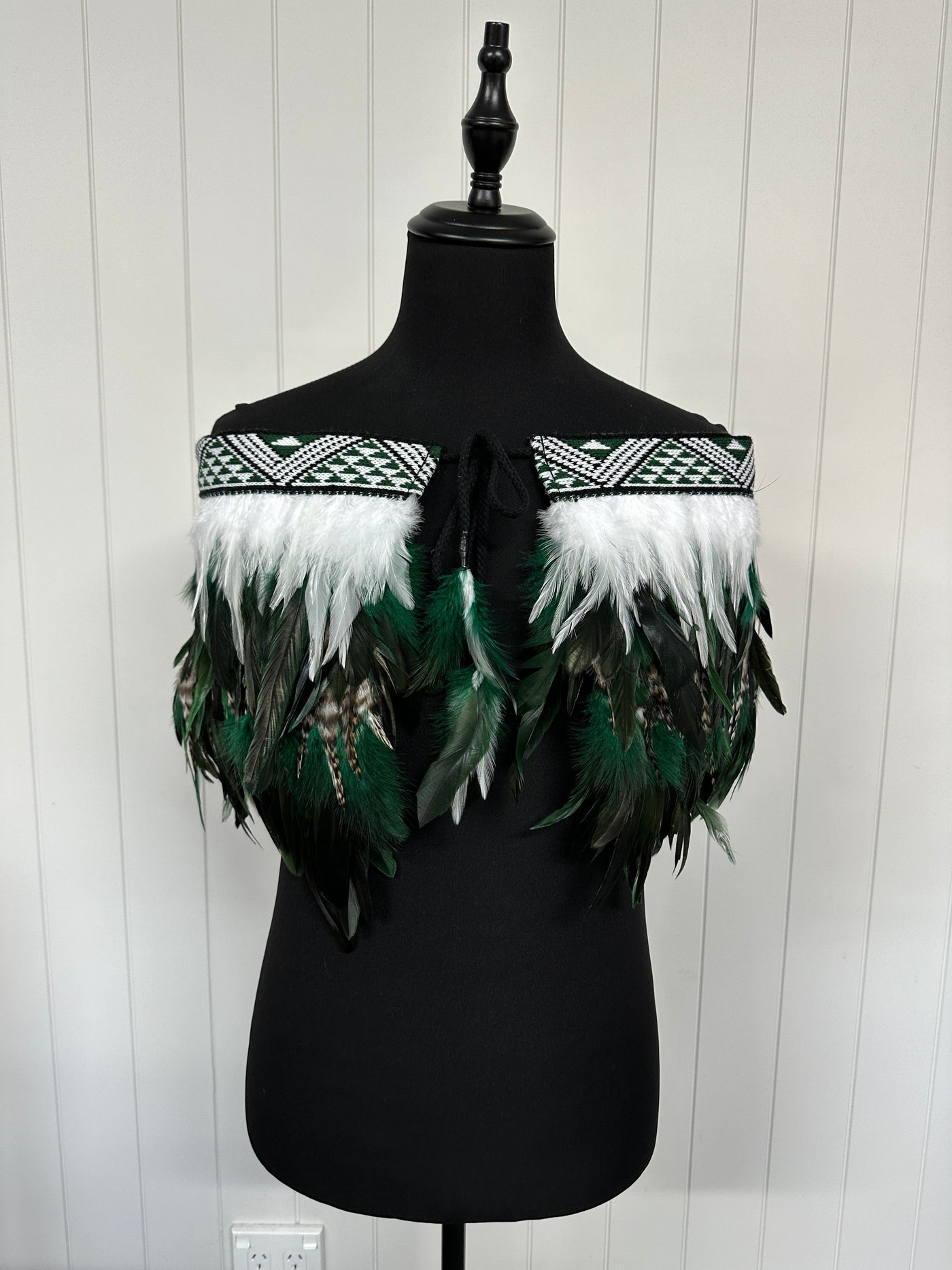 Adult XXL Quarter Pre Made Korowai - Taika Forest Green Whanake-Contemporary Korowai Designs