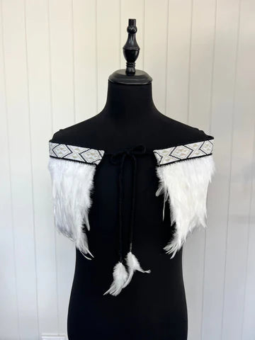 Bridal Quarter Length Medium - Beige/Black/White-Contemporary Korowai Designs