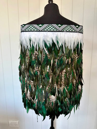 Childs Pre Made 4-5yr Korowai - Taika Forest Green Whanake-Contemporary Korowai Designs