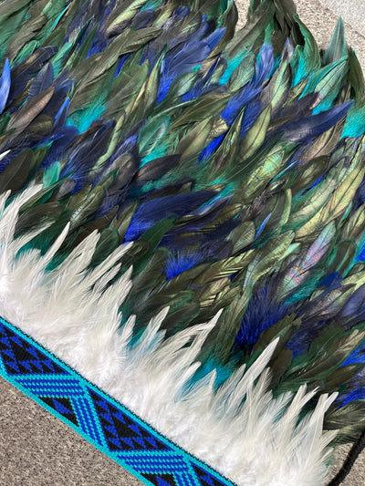 Child's Pre Made Size 1 Korowai - Turquoise & Blue Turquoise & Blue Taniko-Contemporary Korowai Designs