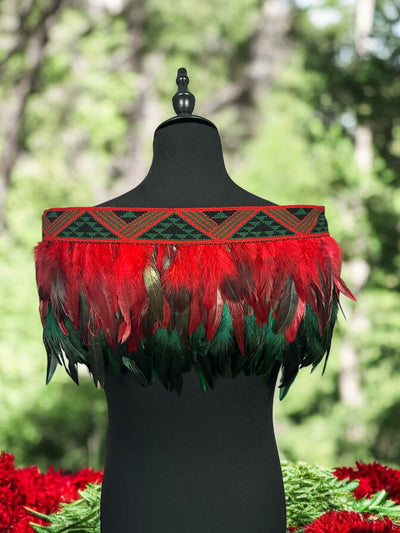 Kereru | Green & Red | Korowai | Adult (Quarter)-Contemporary Korowai Designs