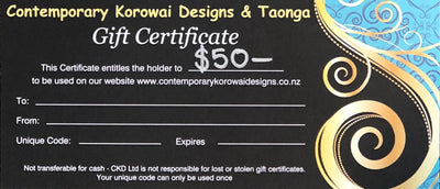 $50 Gift Certificate-Contemporary Korowai Designs